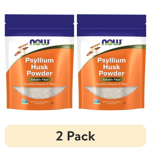 (2 pack) NOW Supplements, Psyllium Husk Powder, Non-GMO Project Verified, Soluble Fiber, 24-Ounce