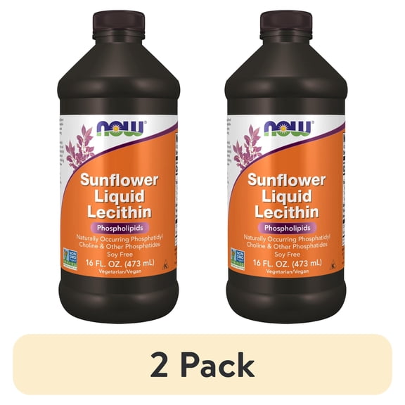(2 pack) NOW Supplements, Sunflower Lecithin with naturally occurring Phosphatidyl Choline and Other Phosphatides, Liquid, 16-Ounce
