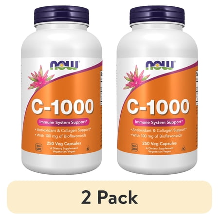 (2 pack) NOW Supplements, Vitamin C-1,000 with 100 mg of Bioflavonoids, Antioxidant Protection*, 250 Veg Capsules