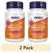 2 pack NOW Supplements, Vitamin D-3 5,000 IU, High Potency, Structural Support*, 240 Softgels