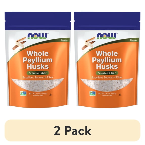 (2 pack) NOW Supplements, Whole Psyllium Husks, Non-GMO Project Verified, Soluble Fiber, 16-Ounce