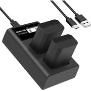 2-pack NP-FW50 Batteries and Charger for Sony ZV-E10, A6400, DSC-RX10 IV, DSC-RX10 III, DSC-RX10 II, DSC-RX10, Alpha 7, Alpha 7R, a7, a7R, A7s, A7s II, a5000, a6000, a6300, a6500