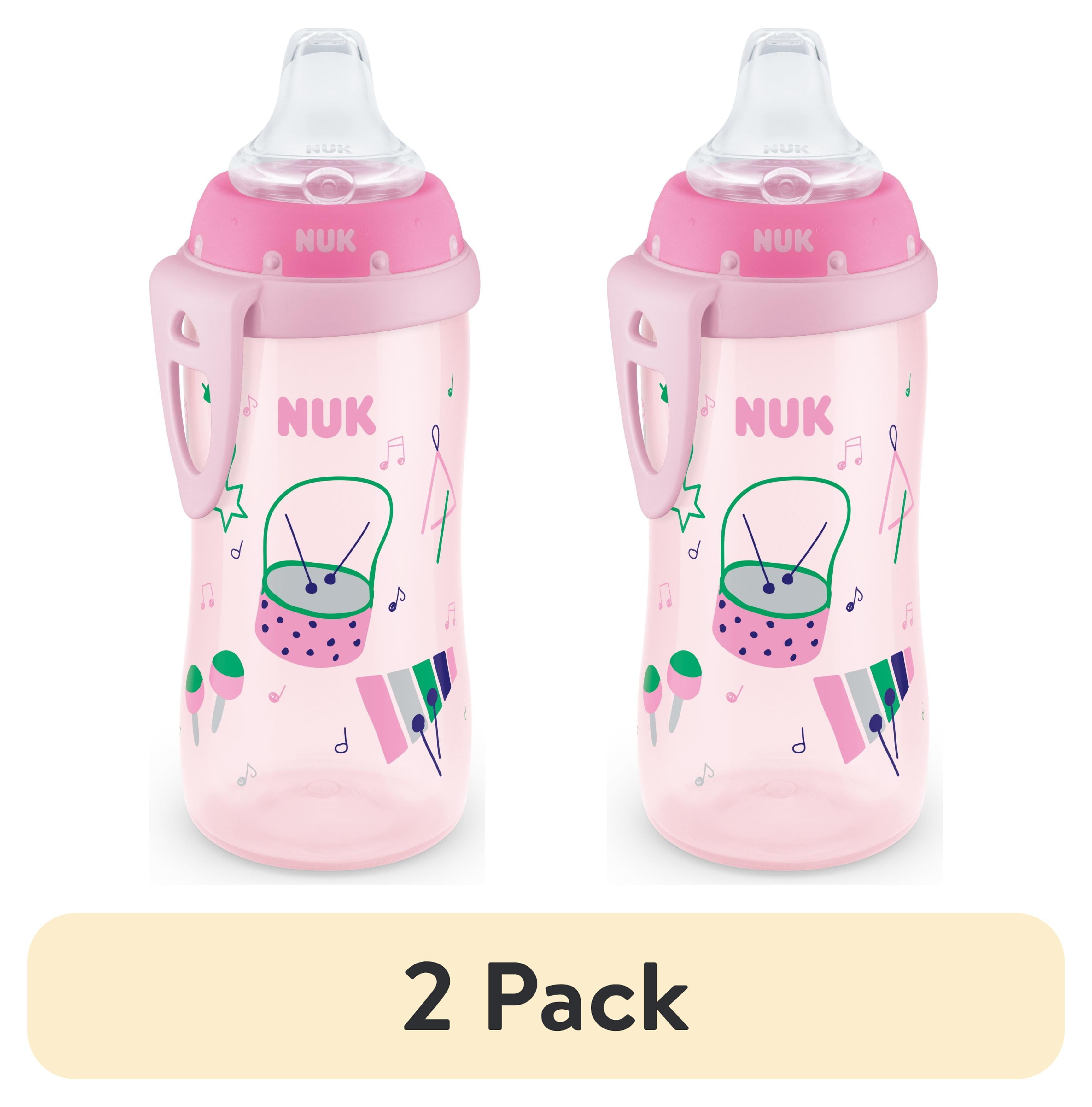 (2 pack) NUK Active Cup, 10 oz Soft Spout Sippy Cup, 12+ Months, 1 Pack, Girl