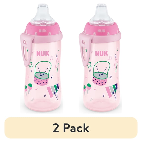 (2 pack) NUK Active Cup, 10 oz Soft Spout Sippy Cup, 12+ Months, 1 Pack, Girl