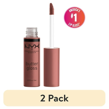 (2 pack) NYX Professional Makeup Butter Gloss, Non-Sticky Lip Gloss, Spiked Toffee, 0.27 Oz
