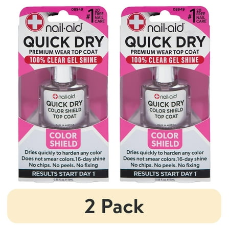 (2 pack) Nail-Aid - Quick Dry Glass Shine Top Coat