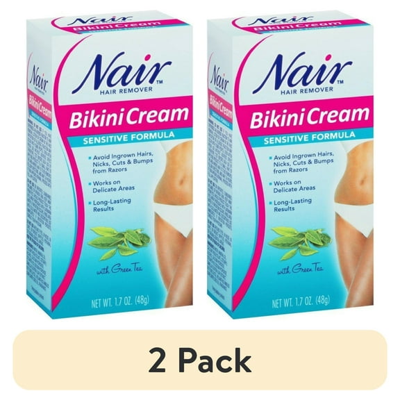 (2 pack) Nair Hair Remover Bikini Cream with Green Tea Sensitive Formula 1.70 oz