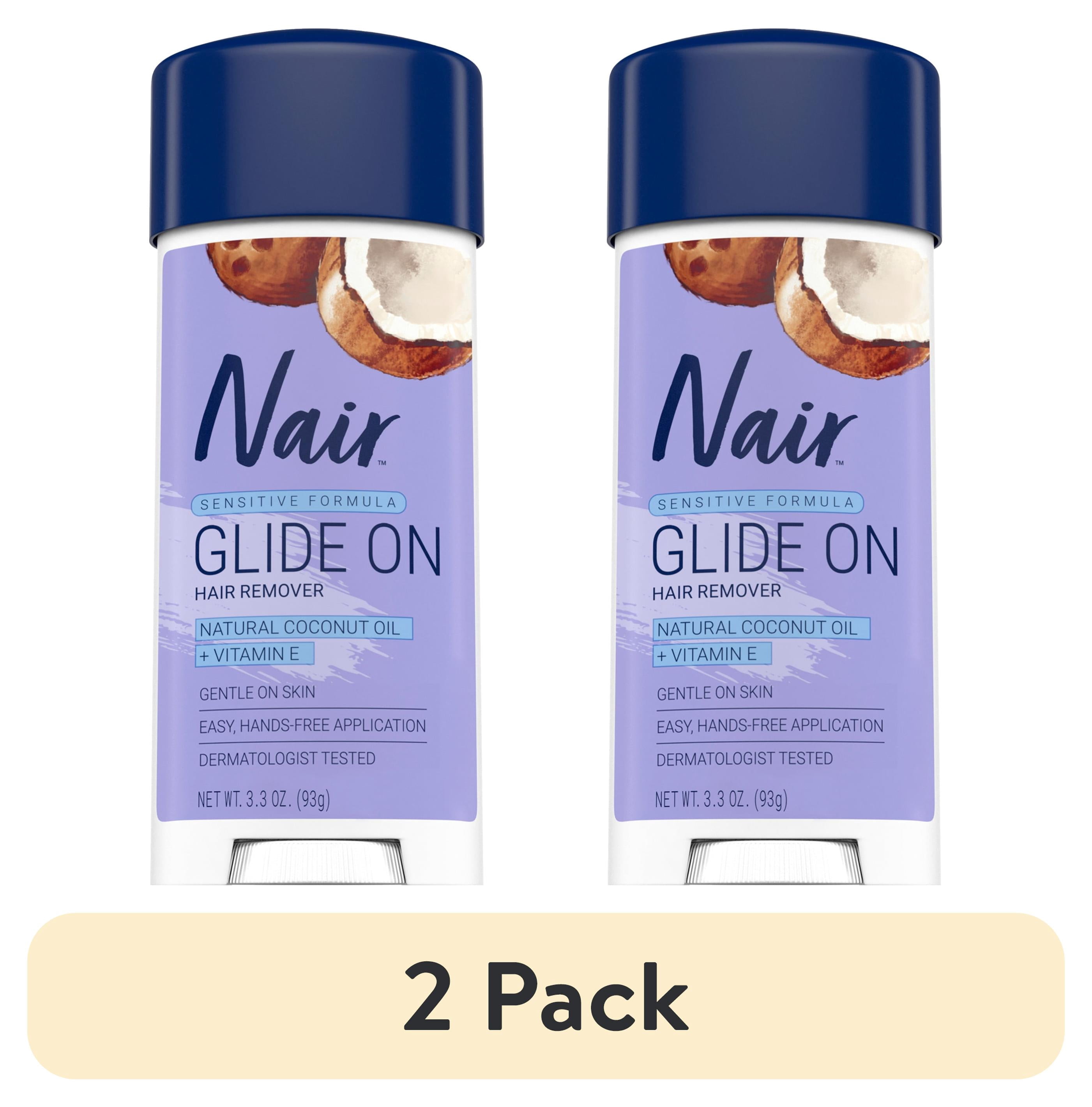 (2 pack) Nair Sensitive Formula Glide On, Hair Removal Cream with Coconut Oil, 3.3 oz