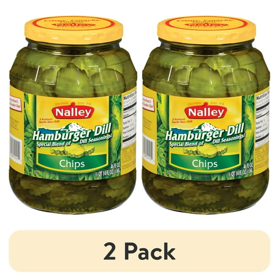 (2 pack) Nalley Sliced Hamburger Dill Pickle Chips, Gluten-Free, 46 fl oz Jar
