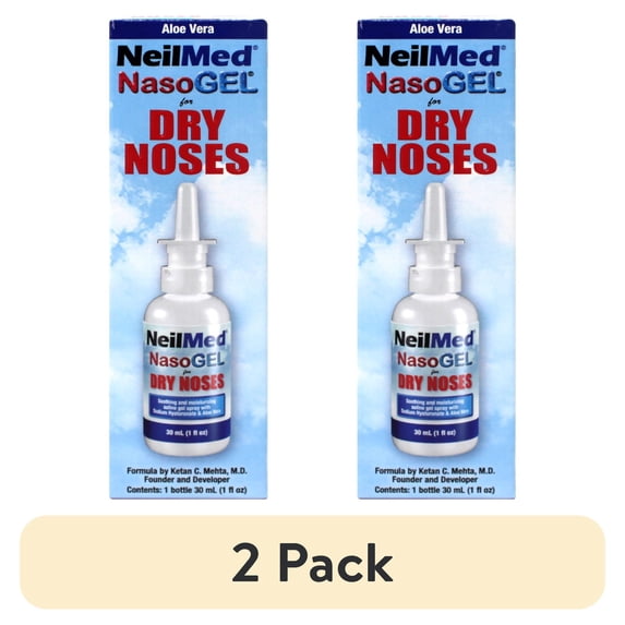 (2 pack) NasoGel Water Soluble Saline Nasal Gel Spray for Dry Noses by NeilMed - 1 fl.oz.- 30 ml