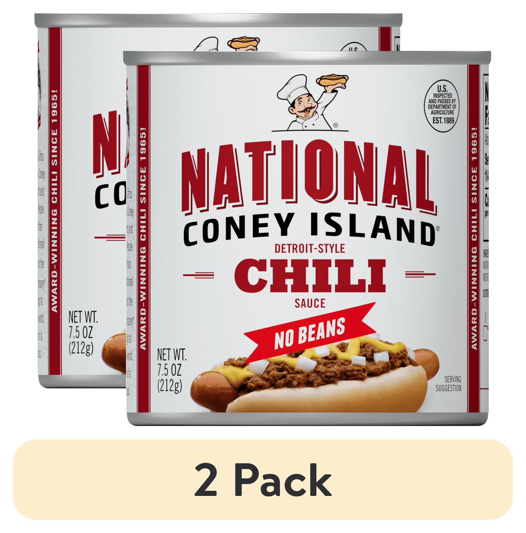 (2 pack) National Coney Island Chili Without Beans, Canned Chili Sauce, 7.5 oz (Pack of 4)