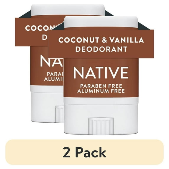 (2 pack) Native Deodorant, Aluminum Free, Coconut & Vanilla, for Women and Men, Travel Size 0.35 oz