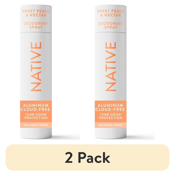 (2 pack) Native Deodorant Spray for Women, Aluminum Free, Sweet Peach & Nectar, 3.5 oz