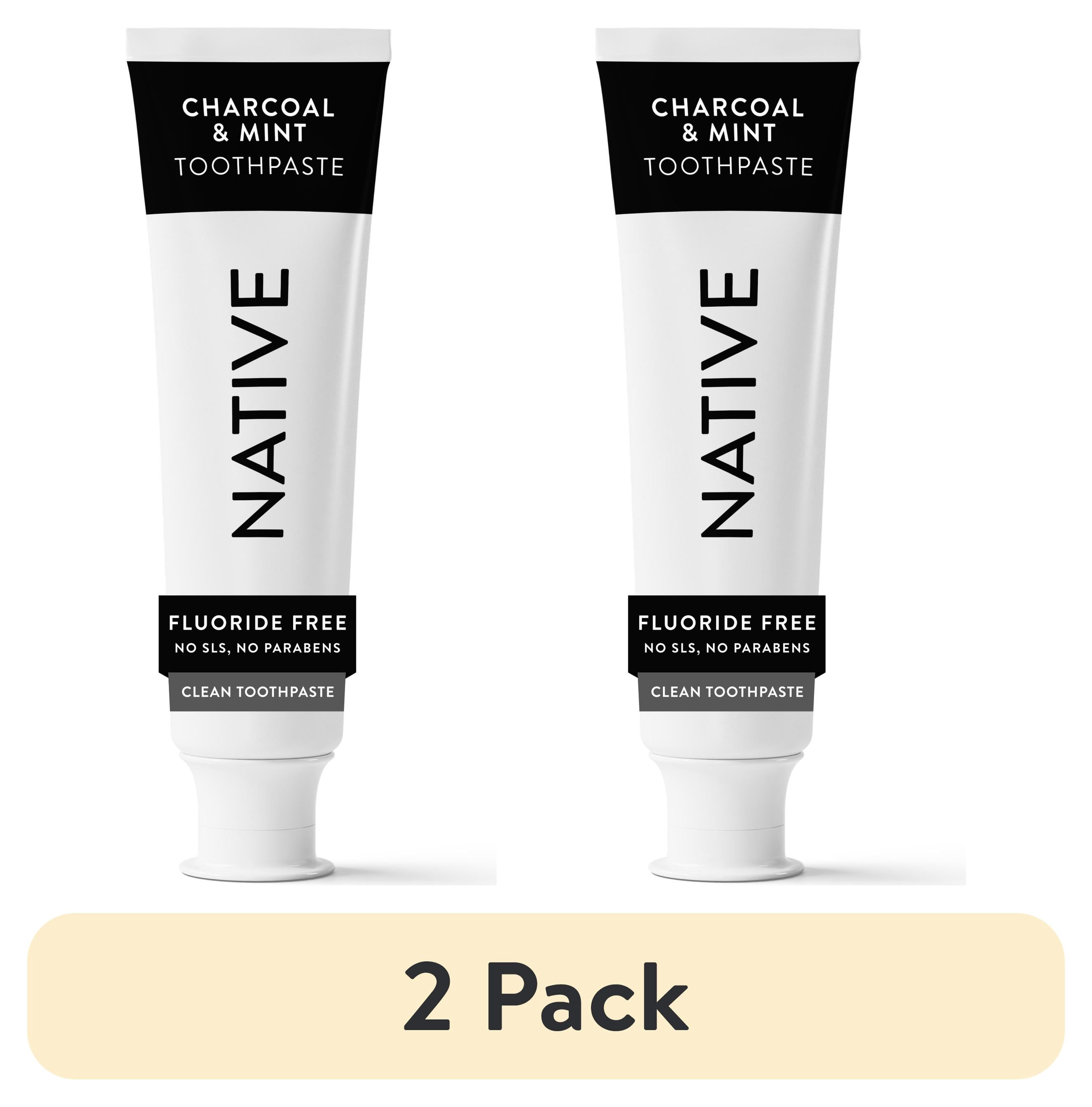(2 pack) Native Fluoride-Free Toothpaste, Charcoal & Mint, 4.1 oz, Adults & Kids 2+