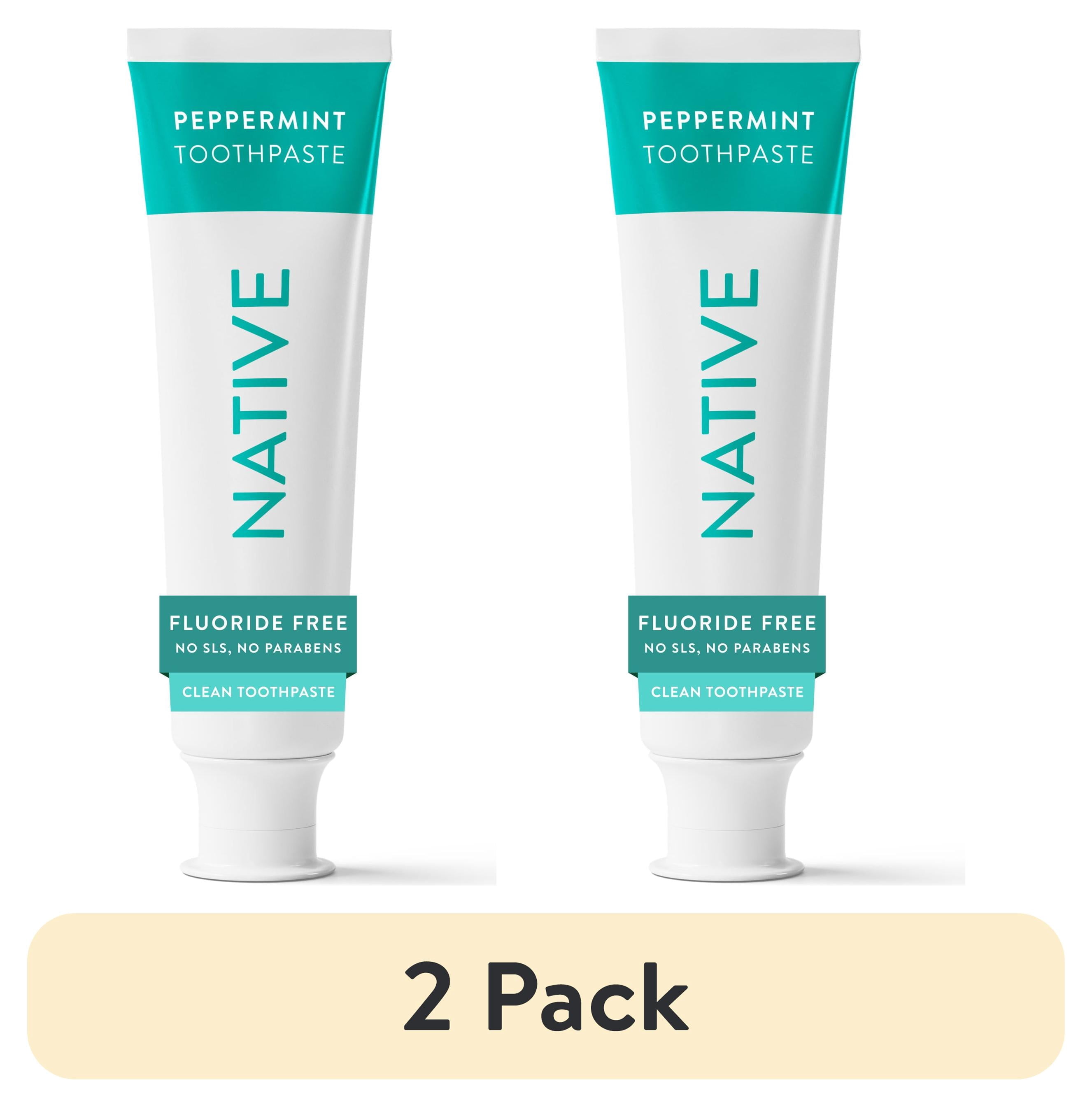 2 pack) Native Toothpaste, Peppermint Flavor Fluoride Free