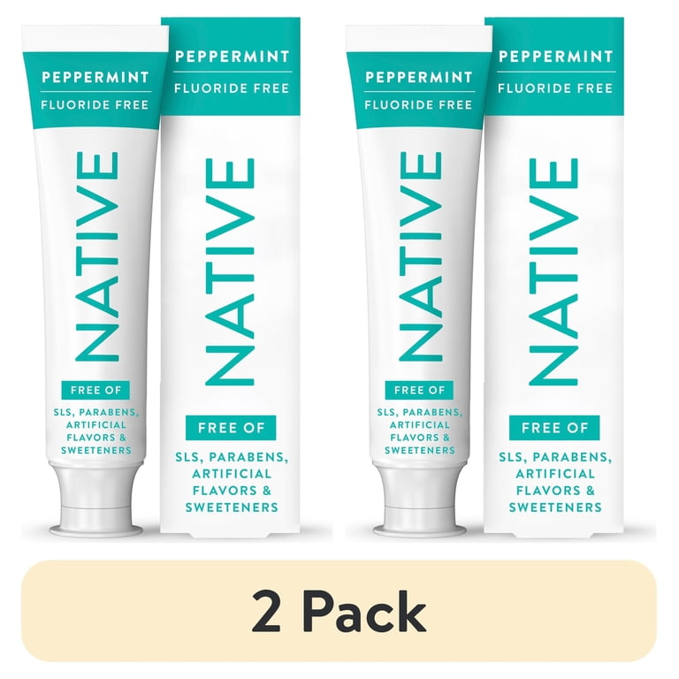 2 pack) Native Toothpaste, Peppermint Flavor Fluoride Free