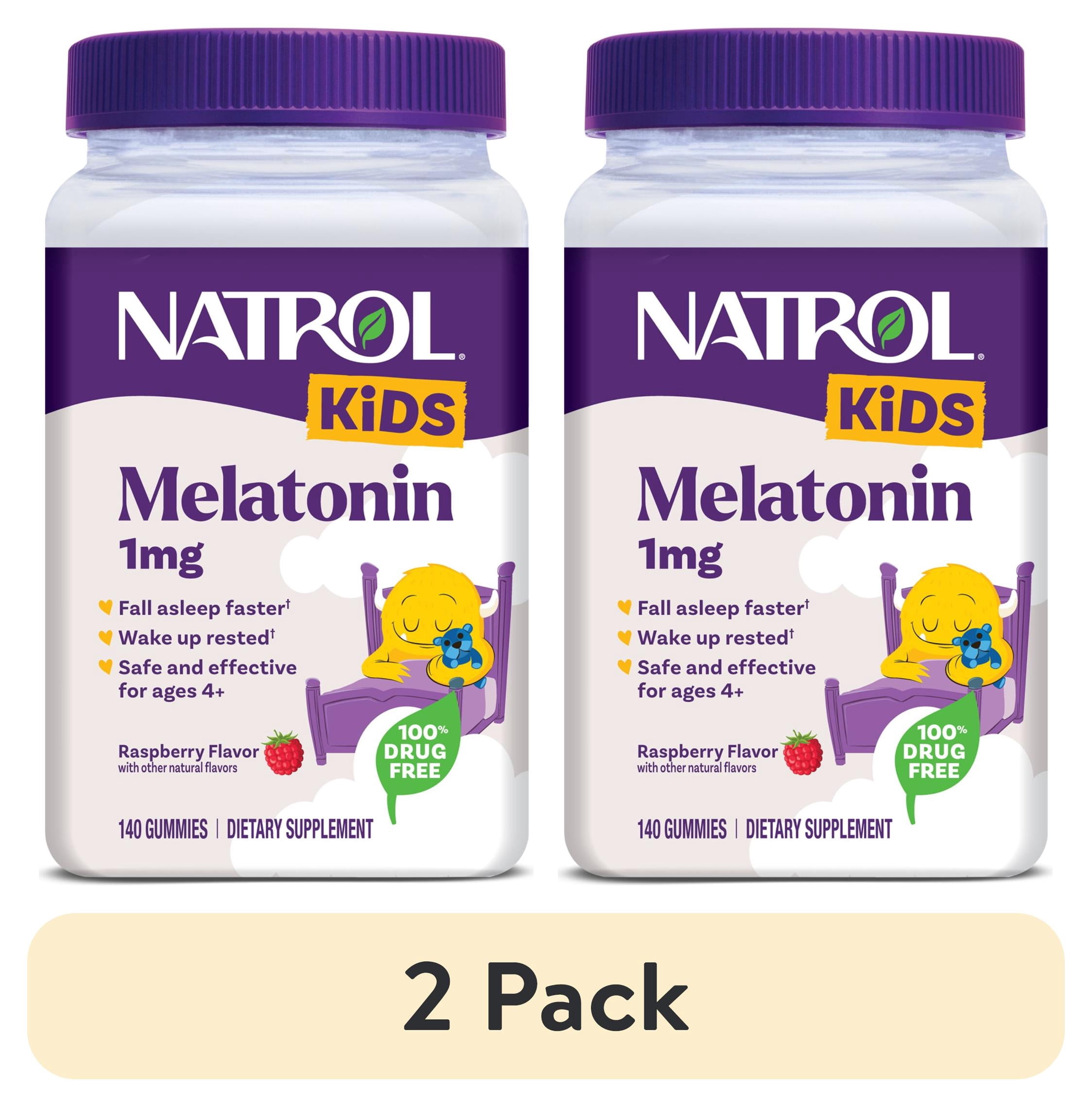 (2 pack) Natrol&reg; Kids Melatonin, Sleep Gummies for Children, Raspberry Flavor, 1mg, 140 Count