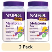 2 pack Natrol  Kids Melatonin, Sleep Gummies for Children, Raspberry Flavor, 1mg, 140 Count