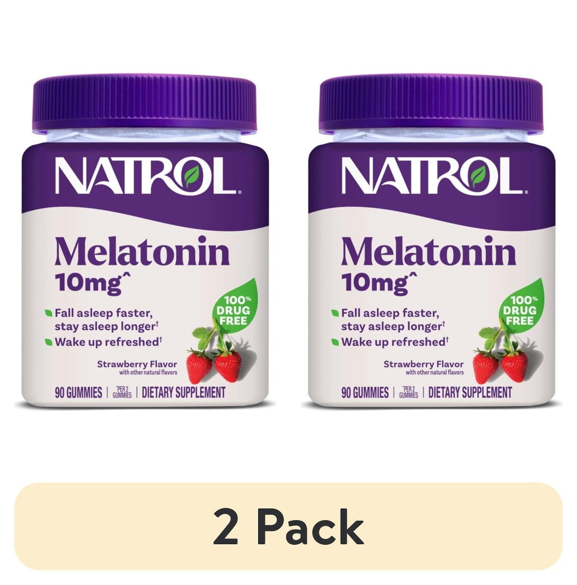 (2 pack) Natrol Melatonin Gummies, Sleep Support for Adults, Strawberry Flavor, 10mg, 90 Count