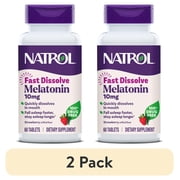 2 pack Natrol  Sleep Melatonin Fast Dissolve Tablets, Nighttime Sleep Aid, Strawberry Flavor, 10mg, 60 Ct
