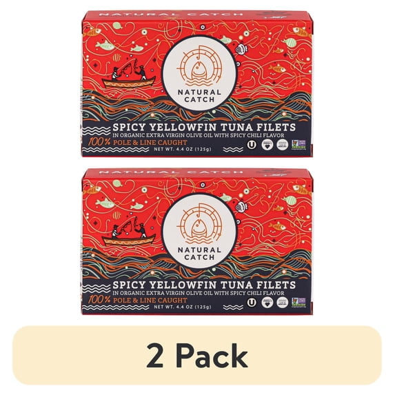 (2 pack) Natural Catch Spicy Chili Yellowfin Tuna in Organic Extra Virgin Olive Oil 4.4 oz