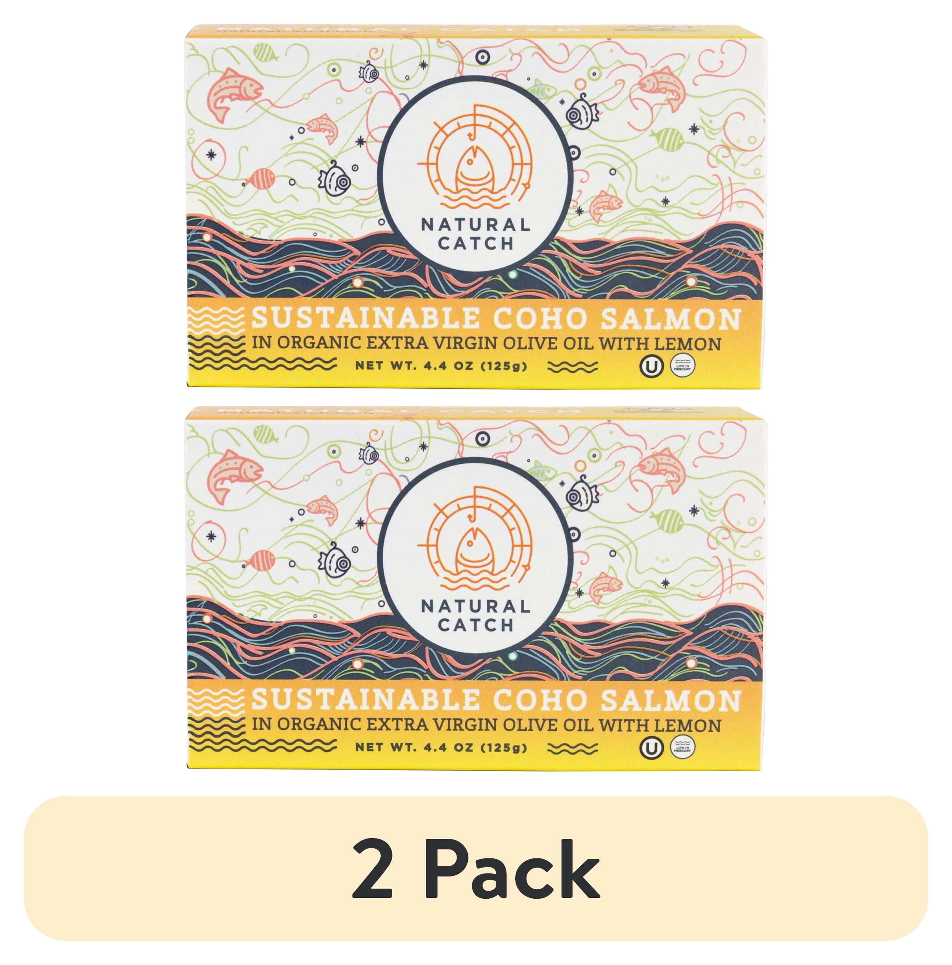 (2 pack) Natural Catch Coho Salmon with Lemon in Organic Extra Virgin Olive Oil 4.4 oz