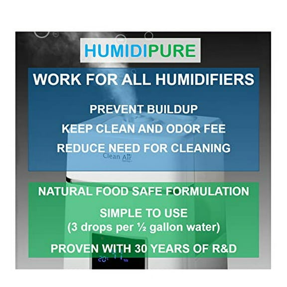(2 pack) Natural Food Grade Concentrate. 200 day+ Humidifier Treatment Additive*. Prevent Slimy, Crusty and Rusty Buildup. Keep Water Clean and Odor Free