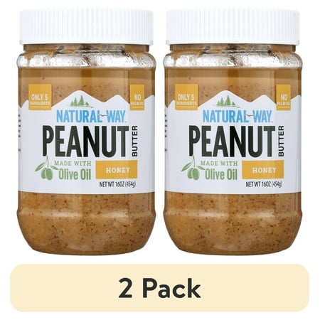 (2 pack) Natural Way, Light Crunch Honey Peanut Butter Made with Olive Oil, 16 oz