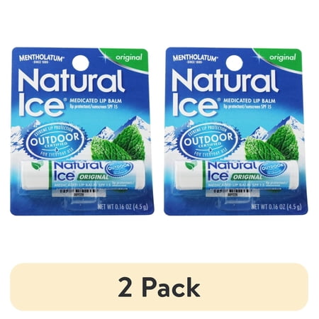 (2 pack) Mentholatum - Natural Ice Medicated Lip Protectant/Sunscreen Original Flavor 15 SPF - 0.16 oz.