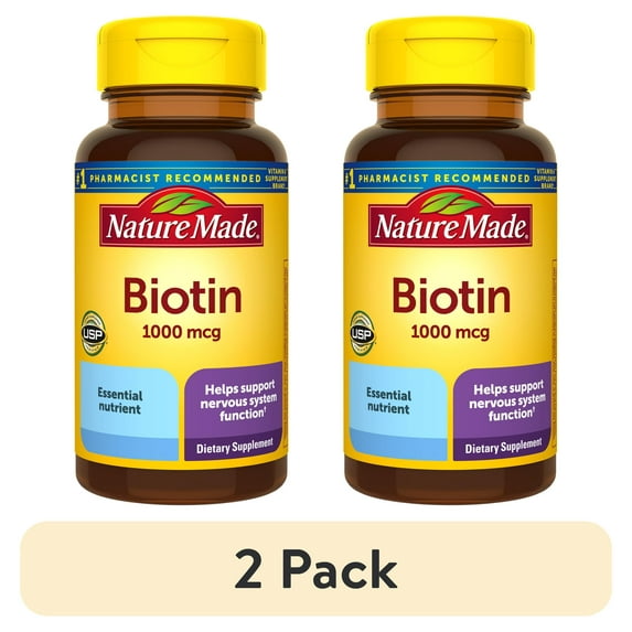 (2 pack) Nature Made Biotin 1000 mcg Softgels, Dietary Supplement, 120 Count