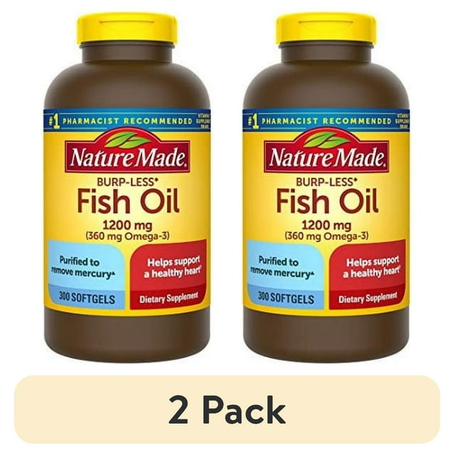 (2 pack) Nature Made Burp-Less Fish Oil 1200 mg Softgels, 300 Count for Heart Health?
