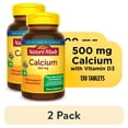 thumbnail image 1 of (2 pack) Nature Made Calcium 500 mg, with Vitamin D3 for Immune Support, Tablets, 130 Count helps support Bone Strength, 1 of 16