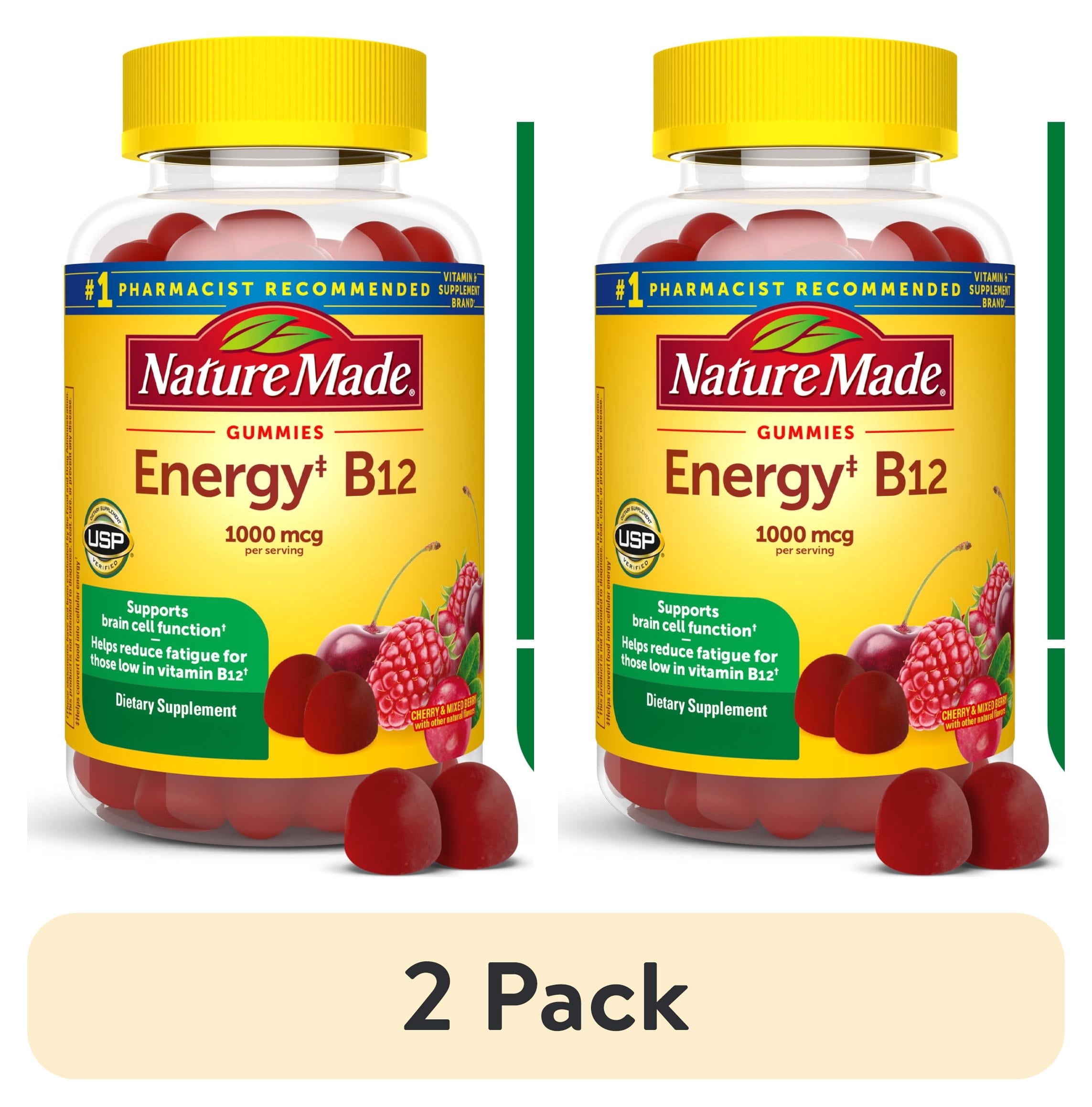 (2 pack) Nature Made Energy B12 Gummies, Dietary Supplement for Energy Metabolism Support, 80 Ct