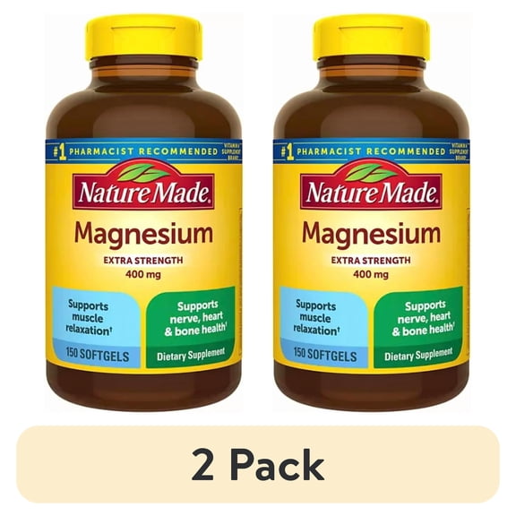 (2 pack) Nature Made Extra Strenght Magnesium 400 mg - 150 Liquid Softgels