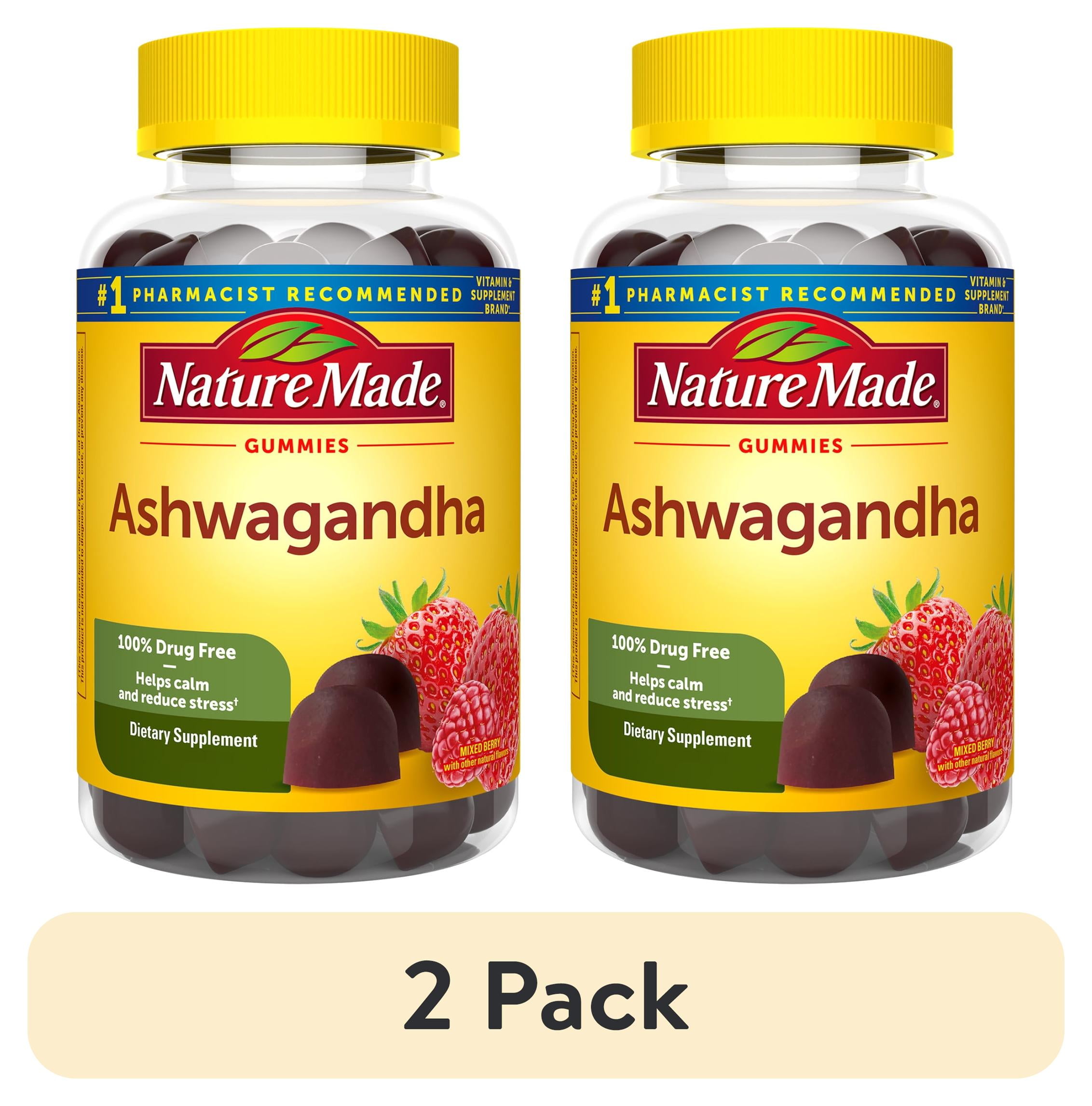 (2 pack) Nature Made Ashwagandha Gummies 125mg, Dietary Supplement for Stress Support, 60 Count