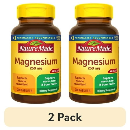 (2 pack) Nature Made Magnesium 250 mg Tablets 200 ea