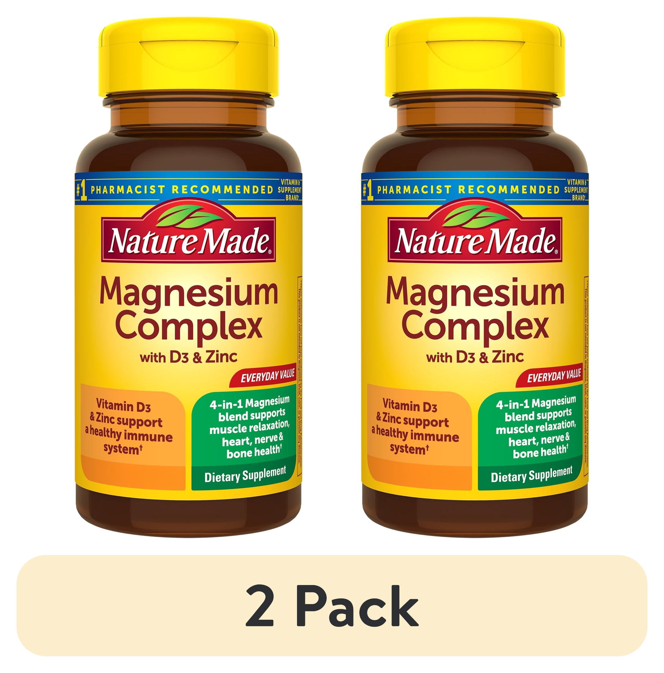 (2 pack) Nature Made Magnesium Complex Supplement with Vitamin D & Zinc Capsules, 90 Count