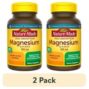 2 pack Nature Made Magnesium Glycinate 200 mg Per Serving Capsules, Dietary Supplement, 60 Count