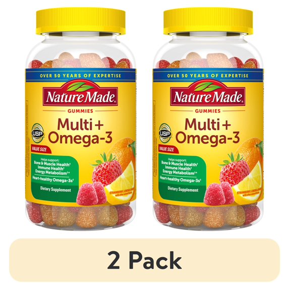 (2 pack) Nature Made Multivitamin + Omega-3 Gummies, Gummy Vitamins for Nutritional Support, 140 Ct