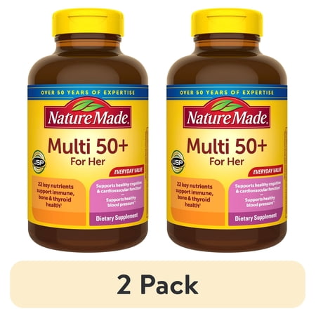 (2 pack) Nature Made Multi Vitamin For Women 50+ with No Iron Tablets, Women's Multivitamin, 250 Ct