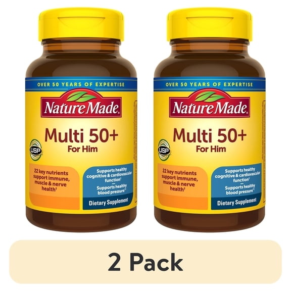 (2 pack) Nature Made Multi Vitamin For Men 50+, Men's Multivitamin for Nutritional Support, 90 Ct