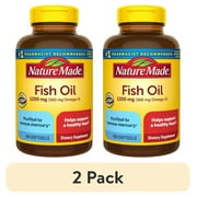 (2 pack) Nature Made Fish Oil Omega 3 Supplements, 1200mg Softgels, Omega 3 Fish Oil for Healthy Heart Support, 100 Softgels, 50 Day Supply