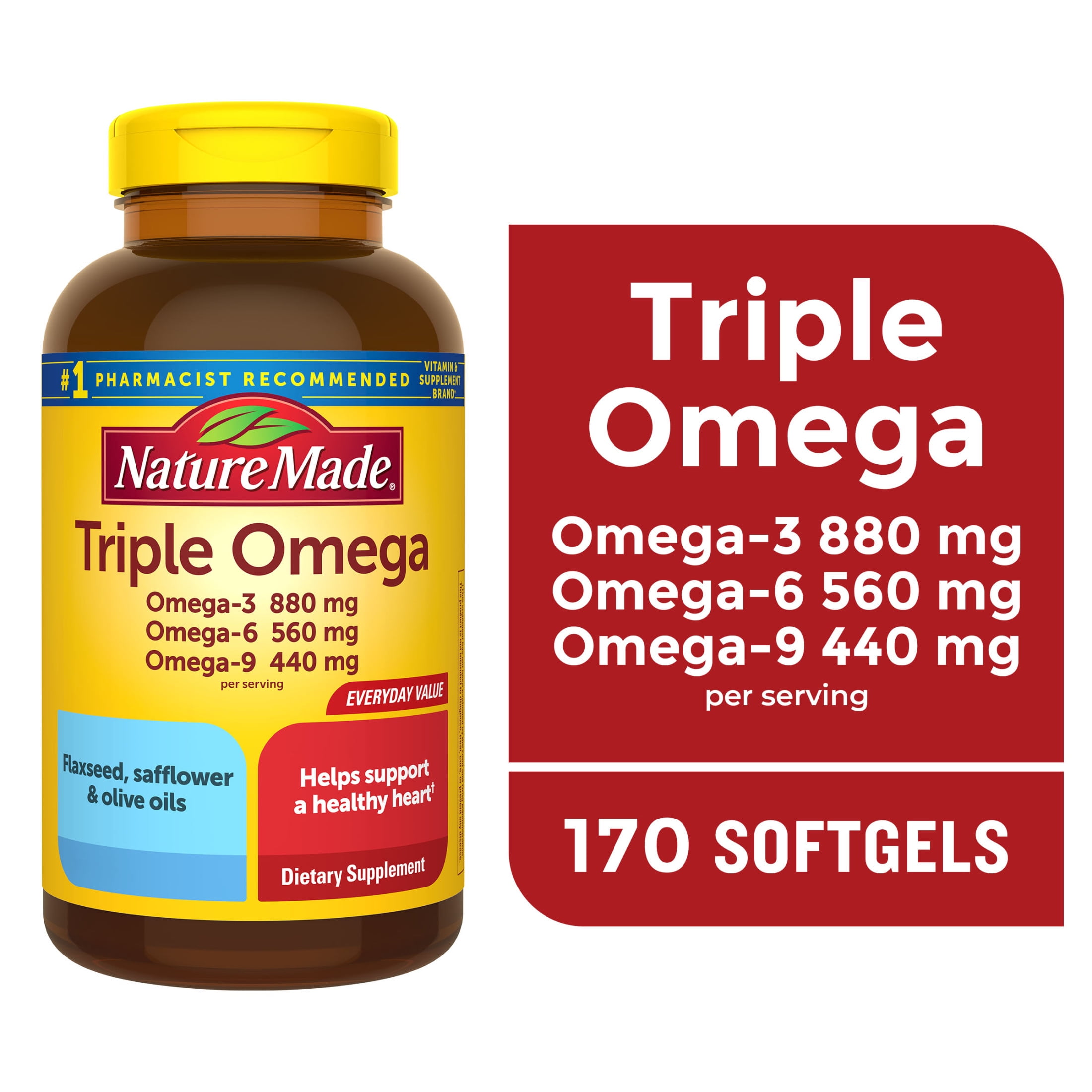 (2 pack) Nature Made Triple Omega 369 Softgels, Dietary Supplement, 170 Count