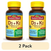 (2 pack) Nature Made Vitamin D3 K2 Supplement, 5000 IU (125 mcg) Vitamin D Softgels, 60 Count