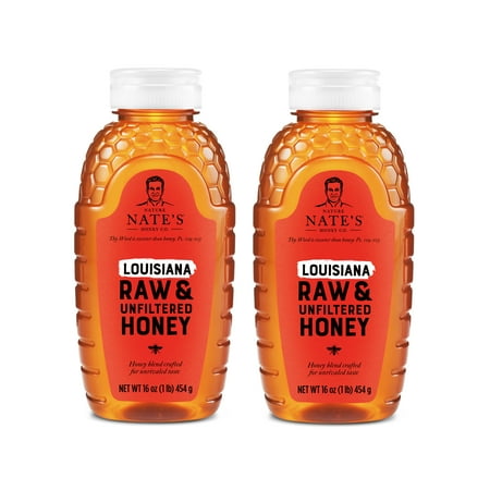 (2 pack) Nate's Louisiana Honey: 100% Pure, Raw and Unfiltered Honey - 16 fl oz Gluten-Free Honey