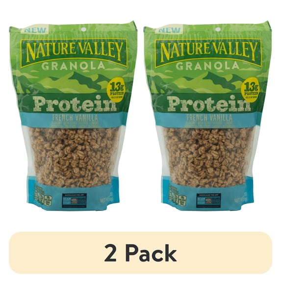 (2 pack) Nature Valley French Vanilla Flavored Protein Granola, 11oz, Instant, No Seeds, Crunchy, Plastic Bag