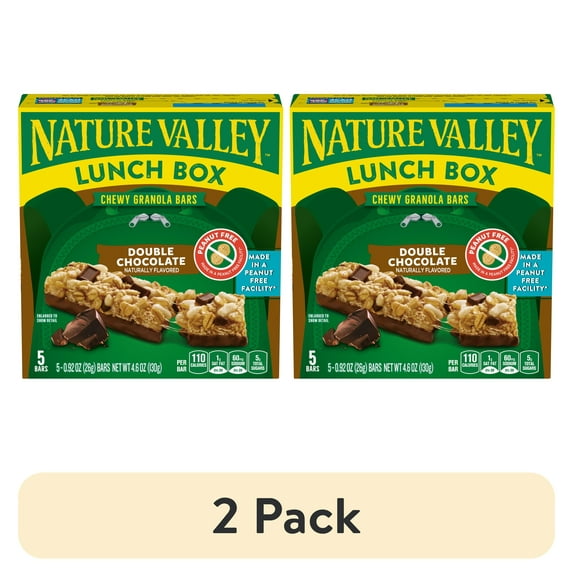 (2 pack) Nature Valley Peanut-Free Chewy Granola Bars, Double Chocolate, 5 Bars, 4.6 oz