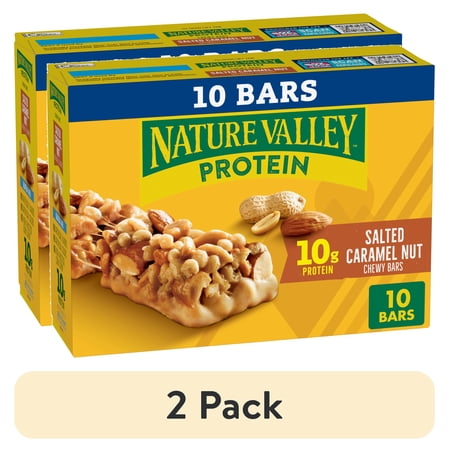 (2 pack) Nature Valley Protein Granola Bars, Salted Caramel Nut, Snack Bars, 10 ct, 14.2 OZ