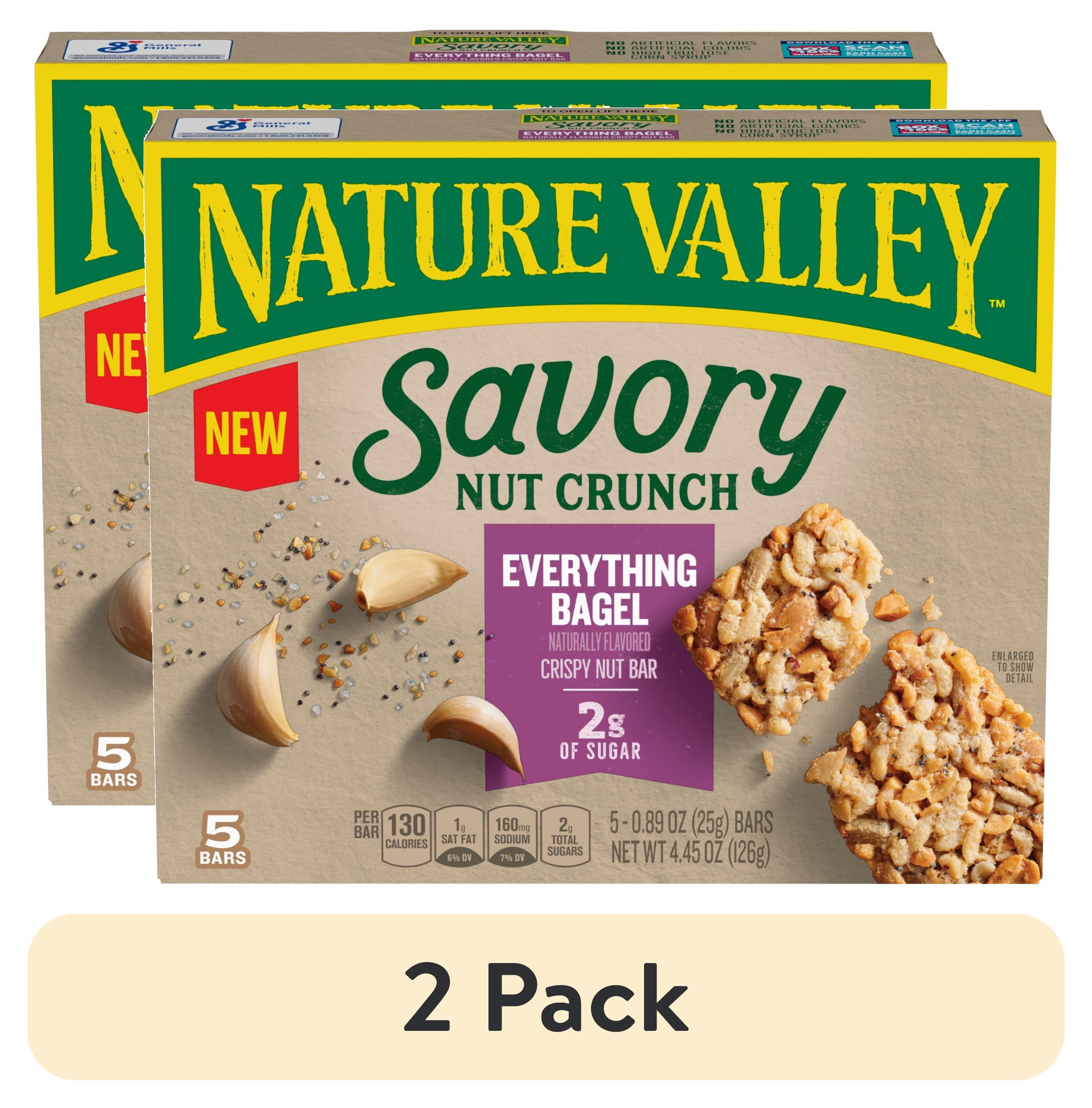 (2 pack) Nature Valley Savory Nut Crunch Bars, Everything Bagel, 5 Bars, 4.45 OZ