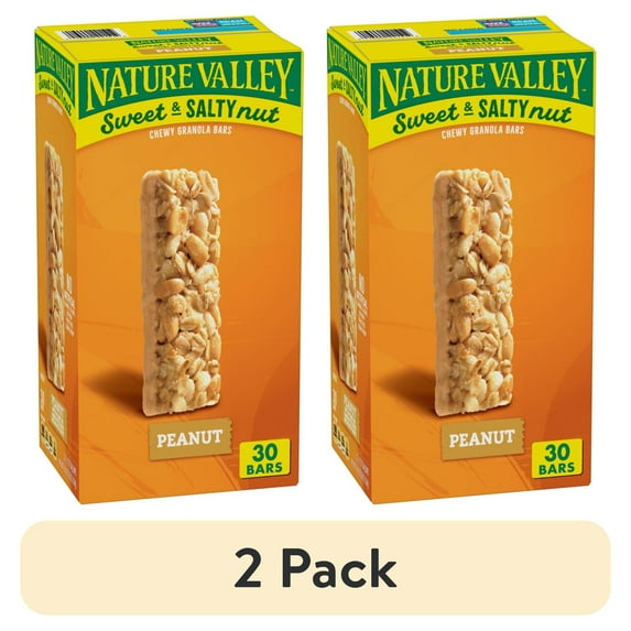 (2 pack) Nature Valley Sweet and Salty Granola Bars, Peanut, 30 Bars, 36 OZ